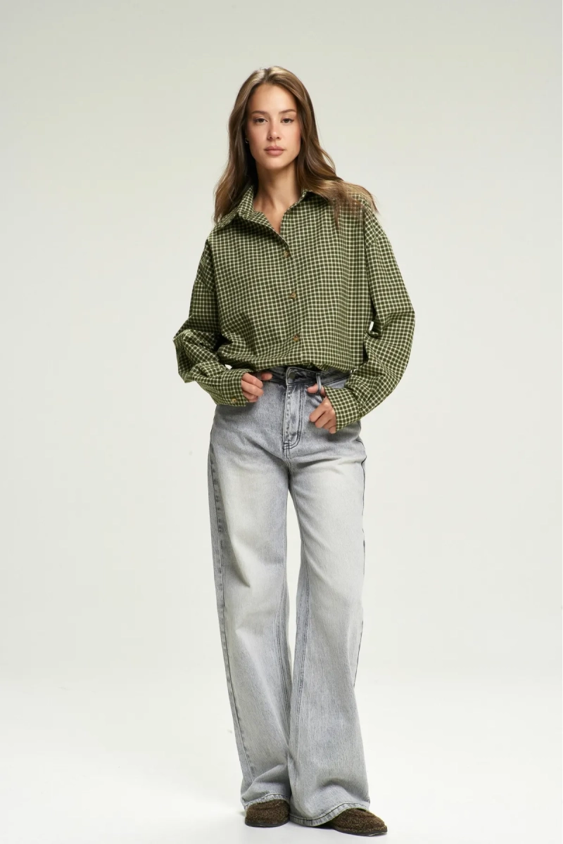 Рубашка Oversized в клетку Green Erist store, цвет: зеленый, НФ-00002701 купить онлайн