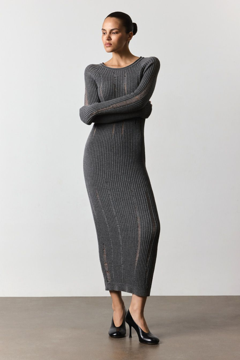 Платье с распущенной вязкой TOPTOP, цвет: серый, TT.011.14082.800 купить онлайн