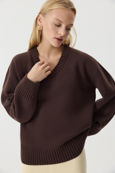 Джемпер V-neck из шерсти мериноса Charmstore, цвет: шоколадный, 303-45698-551 купить онлайн