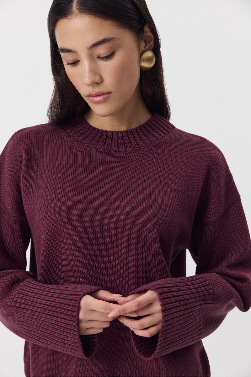 Джемпер из мериносовой шерсти с круглым вырезом Charmstore, цвет: сливовый, 303-44798-680 купить онлайн