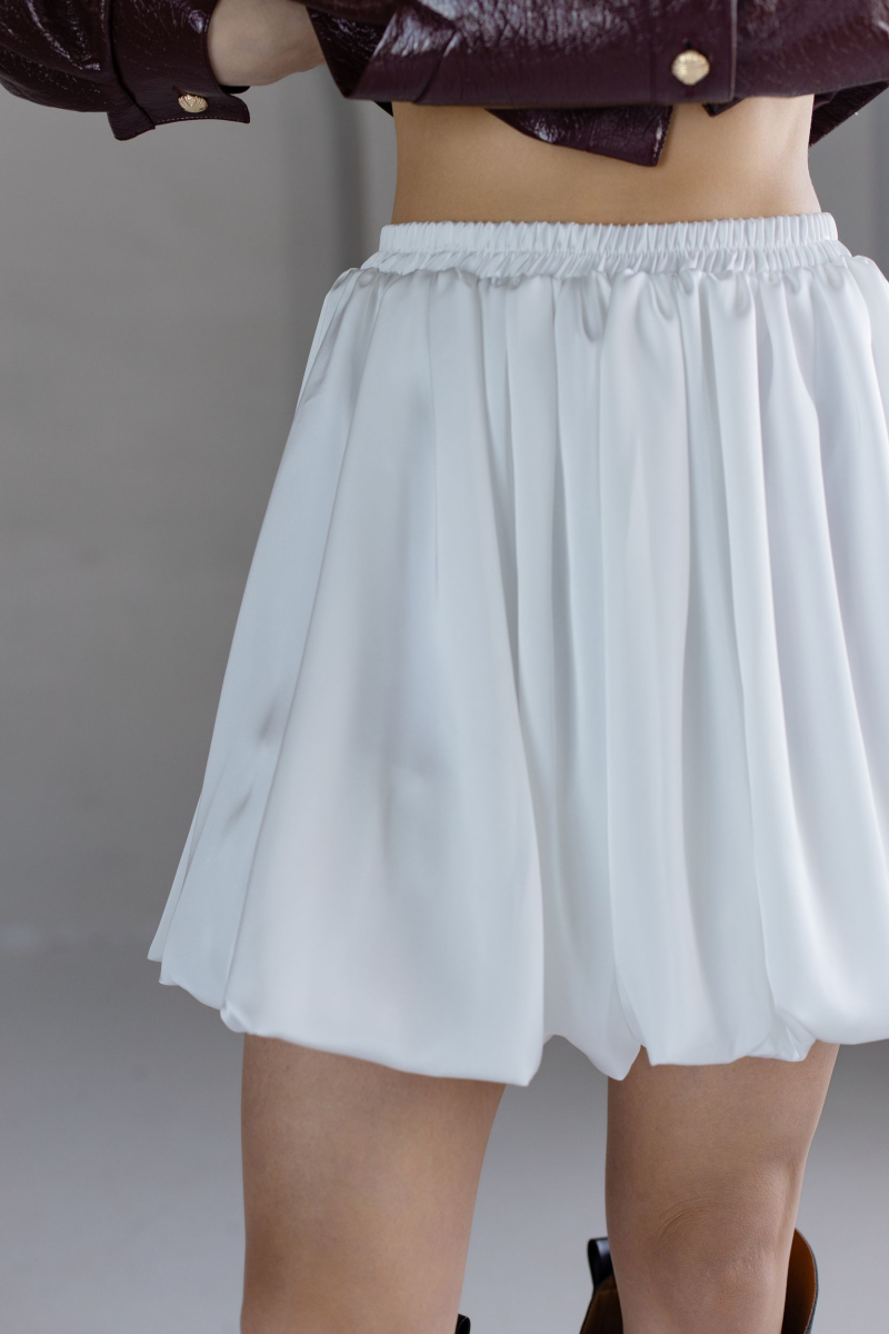 Юбка из шелка баллон мини VLVT, цвет: молочный, 00-00005383 купить онлайн