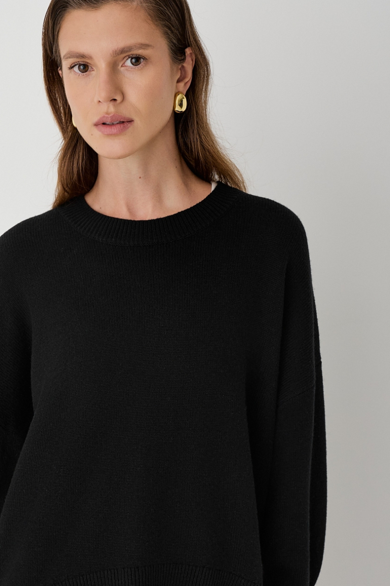 Свитер О- образный из шерсти и кашемира Ricoco, цвет: Черный, 5065/4 купить онлайн