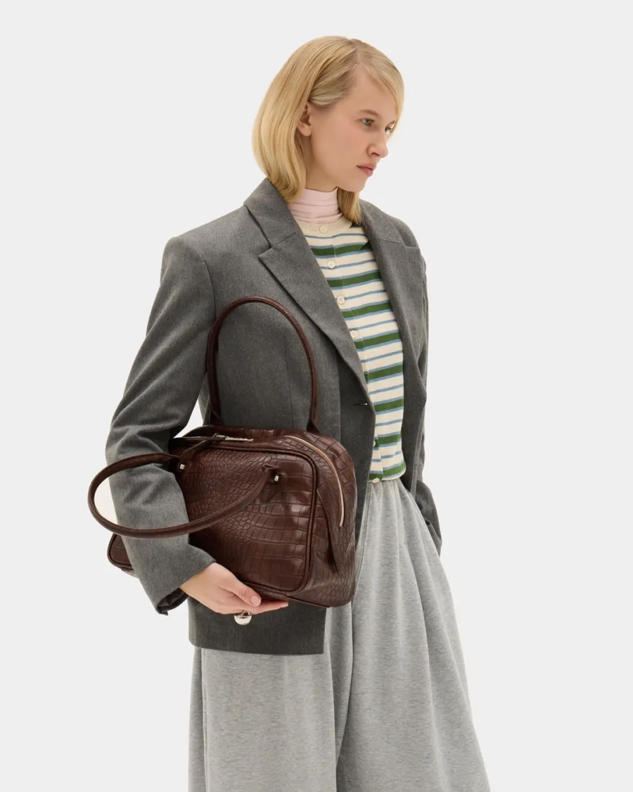 Сумка боулер Arny Praht, цвет: коричневый крокодил  купить онлайн