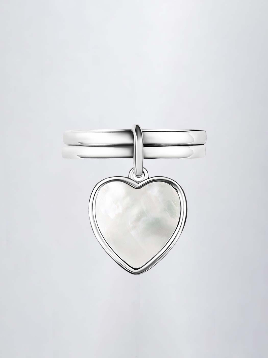 Кольцо Сердце с перламутром