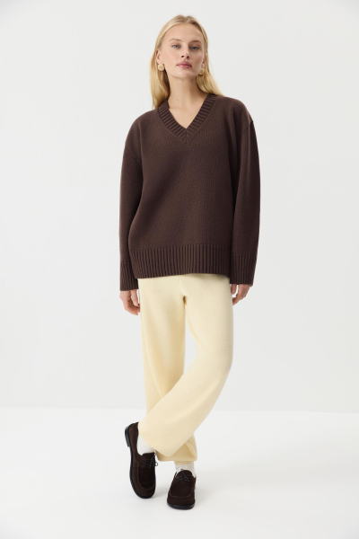 Джемпер V-neck из шерсти мериноса Charmstore, цвет: шоколадный, 303-45698-551 купить онлайн